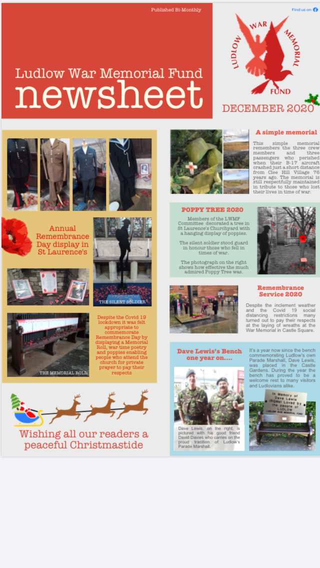 Ludlow War Memorial Fund December 2020 Newsheet
