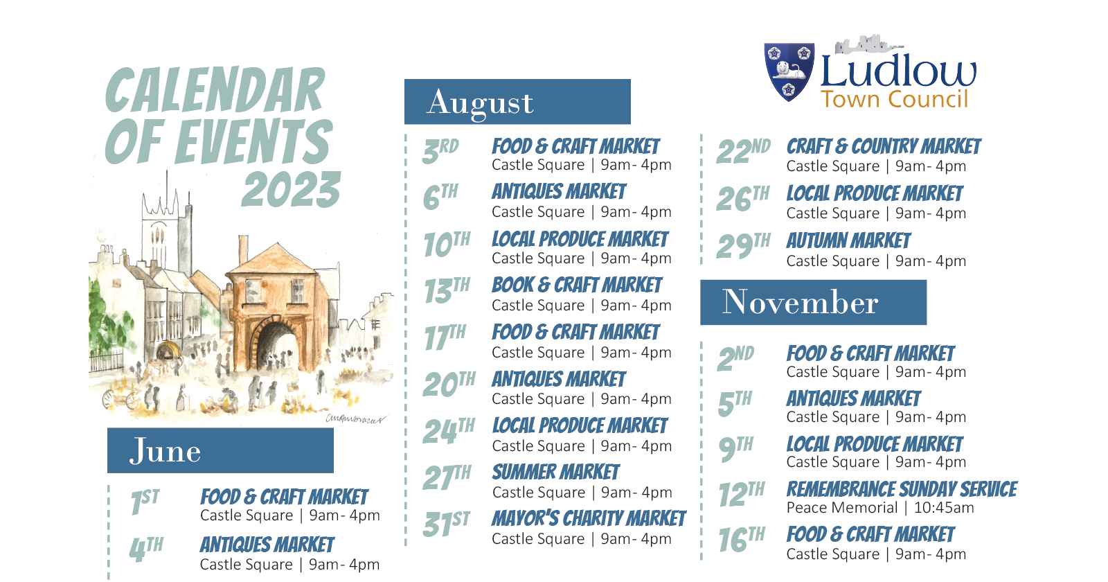 Ludlow Town Council calendar of events