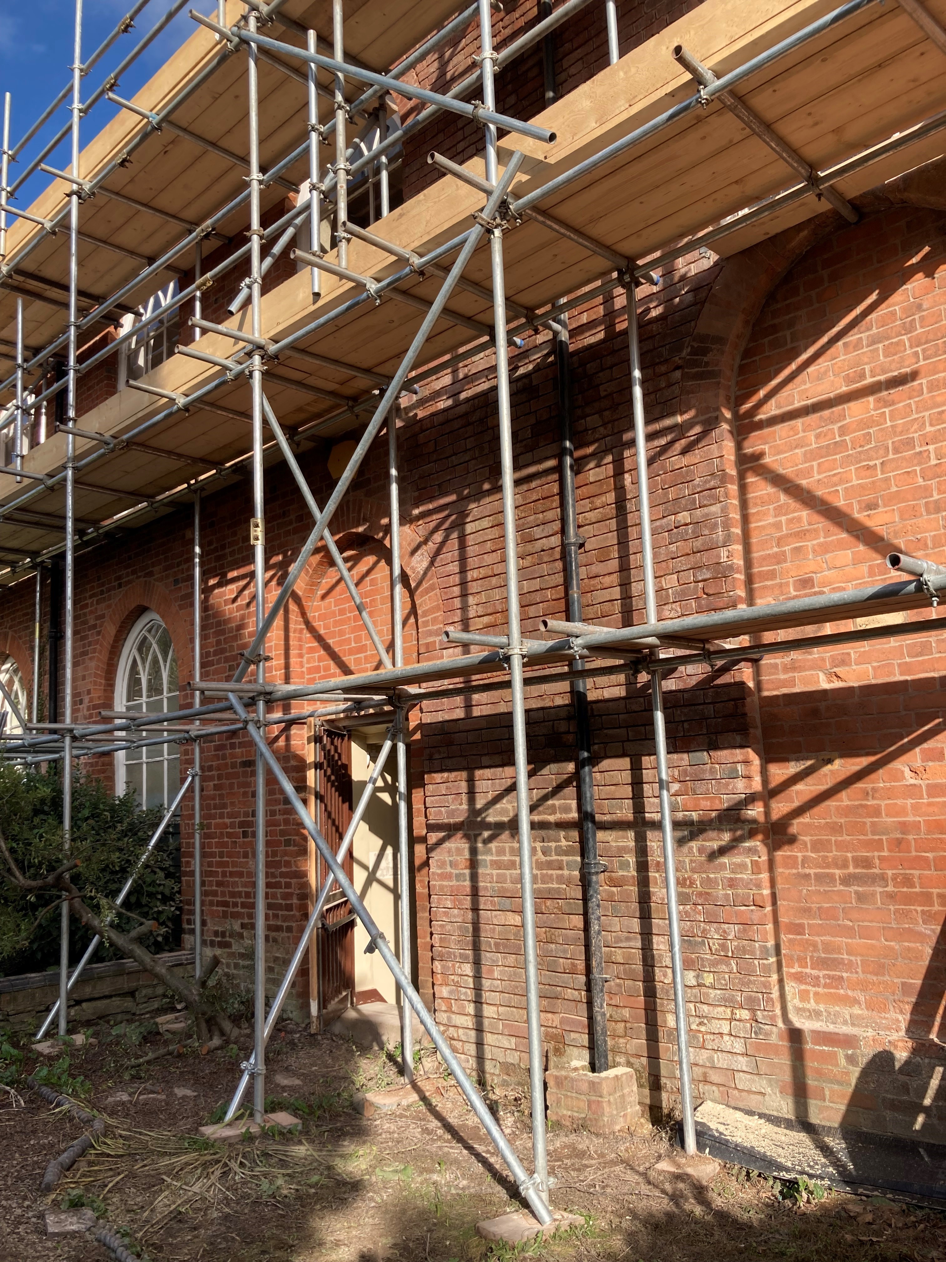 the rear of the guildhall with scaffolding up